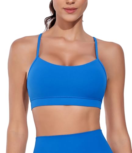 wirarpa Damen Sport BH Gepolstert Ohne Bügel Y-Rücken Yoga Bra Atmungsaktiv Spaghetti Top Hell Blau Größe L von wirarpa