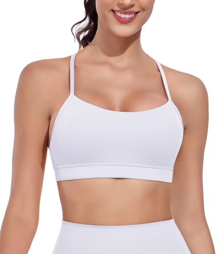 wirarpa Damen Sport BH Gepolstert Ohne Bügel Y-Rücken Yoga Bra Atmungsaktiv Spaghetti Top Weiß Größe L von wirarpa
