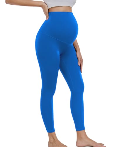 wirarpa Damen Umstandsleggings High Waist Schwangerschaftsleggings Blickdichte Weich Elastisch Umstandsmode Yoga Leggings Hellblau Größe M von wirarpa