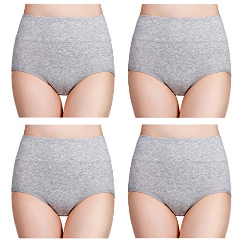 wirarpa Damen Unterhosen Baumwolle Slips Damen Hoher Taille Atmungsaktive Taillenslip Wochenbett Unterwäsche Mehrpack Größen 32-58, Grau, X-Large (46/48) von wirarpa