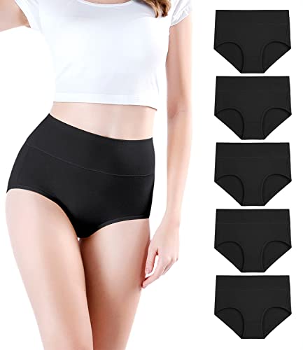 wirarpa Damen Unterhosen Baumwolle Unterwäsche Hohe Taille Slips Hoher Taillenslip für Frauen Schwarz Mehrpack Größe 4XL von wirarpa