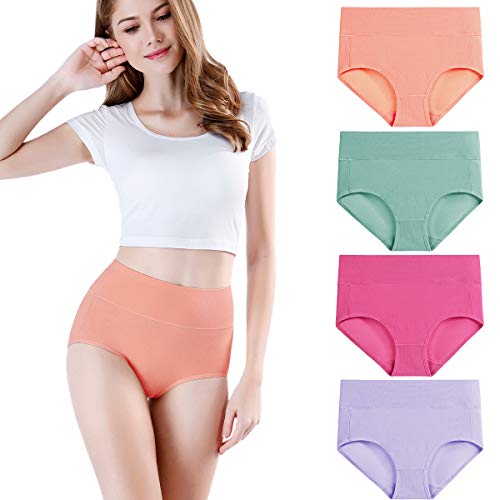 wirarpa Unterhosen Damen Baumwolle Frauen Unterwäsche Hohe Taille Slips Hoher Taillenslip 4er Pack Mehrfarbig Größe 4XL(60/62) von wirarpa