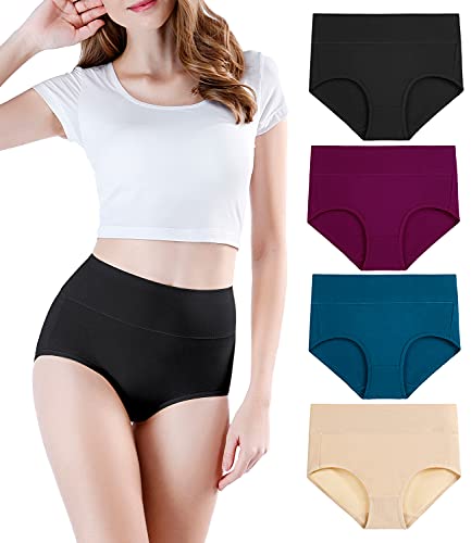 wirarpa Damen Unterwäsche Baumwolle Baumwollunterhosen Wöchnerinnen Slip High Waist Taillenslip 4er Pack Größe L von wirarpa