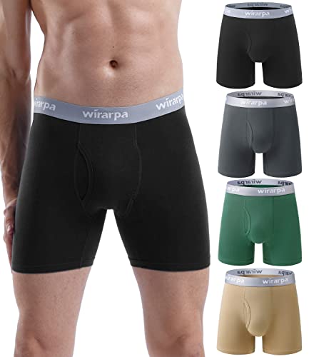wirarpa Boxershorts Herren Baumwolle Männer Unterhosen Stretch Unterwäsche Men Boxer mit Eingriff ohne Etikett 4er Pack Mehrfarbig Größe XXL von wirarpa