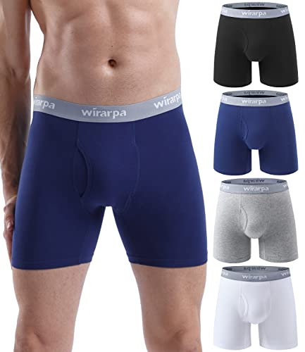 wirarpa Boxershorts Herren Baumwolle Männer Unterhosen Stretch Unterwäsche Men Boxer mit Eingriff ohne Etikett 4er Pack Mehrfarbig Größe S von wirarpa