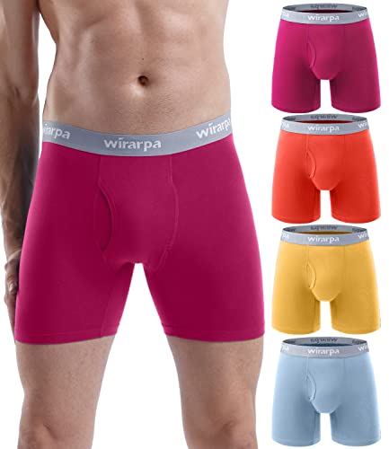 wirarpa Boxershorts Herren Baumwolle Männer Unterhosen Stretch Unterwäsche Men Boxer mit Eingriff ohne Etikett 4er Pack Mehrfarbig Größe XXL von wirarpa