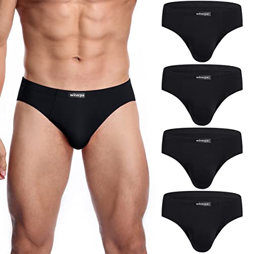 wirarpa Herren Slips Microfaser Männer Unterhosen 4er Pack Herrenslips Stretcken Unterwäsche Schwarz Größe M von wirarpa