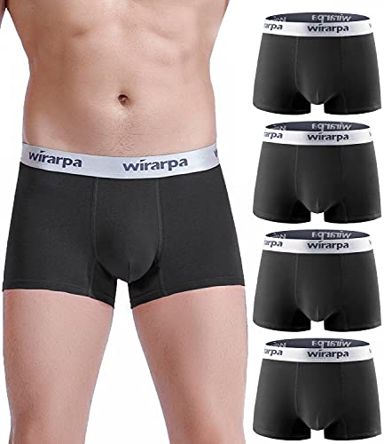 wirarpa Herren-Trunks Unterwäsche Baumwoll-Boxershorts Kurze Beinweite Weiche Herren-Unterhosen 4er-Pack Schwarz XL von wirarpa