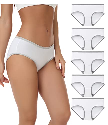 wirarpa Pantys Damen Unterhosen Baumwolle Hipster Unterwäsche Frauen Niedrige Taille Panties Mehrpack Weiß Größe 2XL von wirarpa