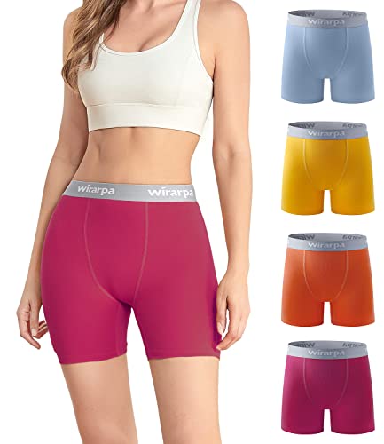 wirarpa Radlerhose Damen Baumwolle Boxershorts Hose unter Kleid Radler Lange Unterhose Mehrfarbig 4er Pack Größe S von wirarpa