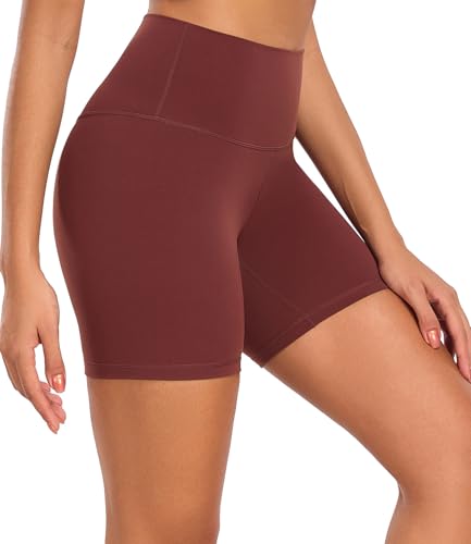 wirarpa Radlerhose Damen High Waist Kurz Leggings Sporthose Blickdicht Shorts Fitness Yoga Hose Schokoladenbraun Größe XS von wirarpa