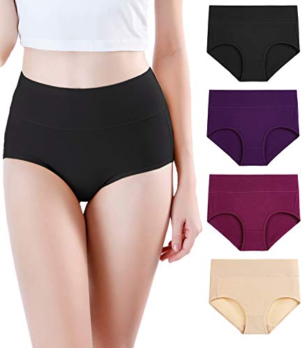 wirarpa Taillenslip Damen Unterhosen Mikrofaser Panties Slips Damen Unterwäsche mit Hoher Taille Ultra Weich 4er Pack Größe L von wirarpa