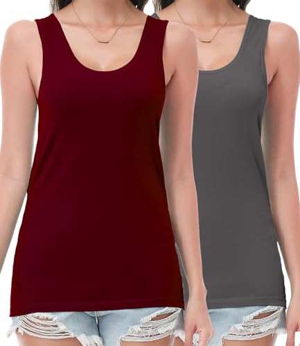 wirarpa Tanktop Damen Baumwolle Unterhemden Tops Bequeme Kamisol Basic Top 2er Pack Dunkelrot Dunkelgrau Größe XXL wirarpa Tanktop Damen Baumwolle Unterhemden Tops Bequeme Kamisol Basic Top 2er Pack Dunkelrot Dunkelgrau Größe XXL von wirarpa