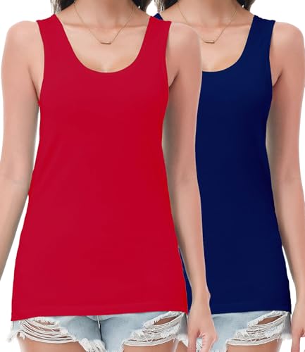wirarpa Tanktop Damen Baumwolle Unterhemden Tops Bequeme Kamisol Basic Top 2er Pack Marineblau Rot Größe XXL wirarpa Tanktop Damen Baumwolle Unterhemden Tops Bequeme Kamisol Basic Top 2er Pack Marineblau Rot Größe XXL von wirarpa