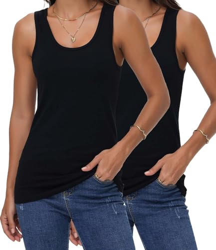 wirarpa Tanktop Damen Baumwolle Unterhemden Tops Bequeme Kamisol Basic Top 2er Pack Schwarz Größe L wirarpa Tanktop Damen Baumwolle Unterhemden Tops Bequeme Kamisol Basic Top 2er Pack Schwarz Größe L von wirarpa