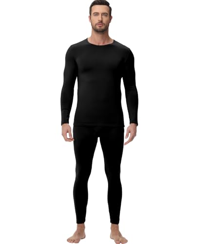 wirarpa Thermounterwäsche Herren Set Oberteil und Unterteile Warme Fleece Funktionsunterwäsche Sets Winter Schwarz Größe XL von wirarpa