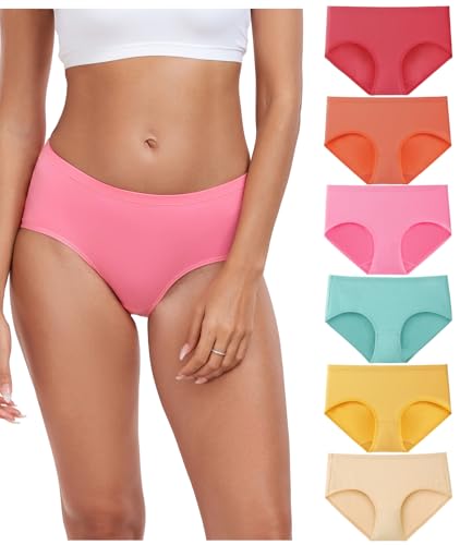 wirarpa Unterhosen Damen Baumwolle Bequeme Unterwäsche Frauen Slips Damen Atmungsaktiv Pantys 6er Pack Mehrfarbig Größe M von wirarpa