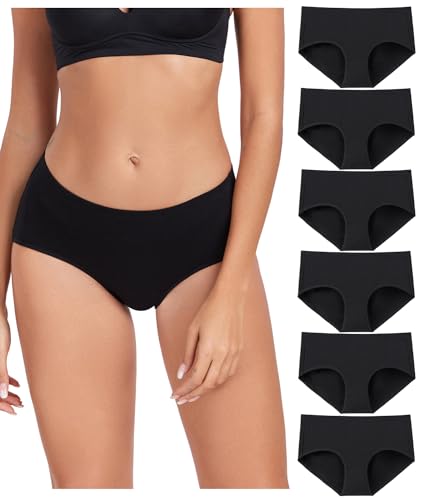 wirarpa Unterhosen Damen Baumwolle Bequeme Unterwäsche Frauen Slips Damen Atmungsaktiv Pantys 6er Pack Schwarz Größe XS von wirarpa
