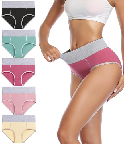 wirarpa Unterhosen Damen Baumwolle Unterwäsche Frauen Taillenslip Hohe Taille Slip 5er Pack Größe 5XL von wirarpa