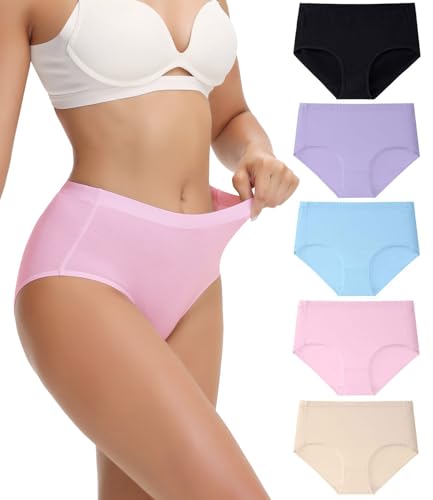 wirarpa Unterhosen Damen Baumwolle Hohe Taille Slips Weiche Unterwäsche Frauen Panties Damen 5er Pack Mehrfarbig Größe S von wirarpa