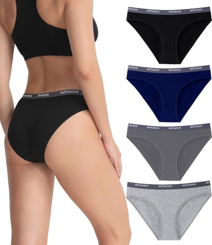 wirarpa Unterhosen Damen Baumwolle Unterwäsche Frauen Slips Damen Bikinis Soft Panties 4er Pack Mehrfarbig Größe M von wirarpa