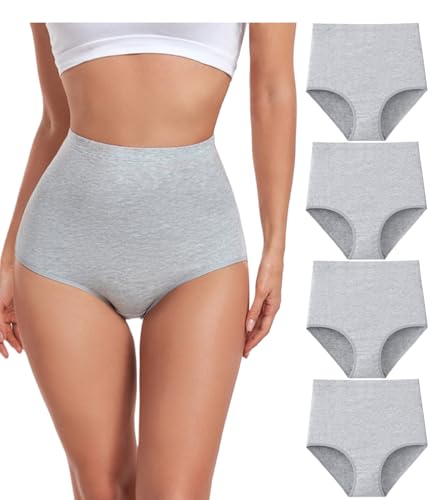 wirarpa Unterhosen Damen Baumwolle Unterwäsche Super Hohe Taille Frauen Slips Grau 4er Pack Größe S von wirarpa