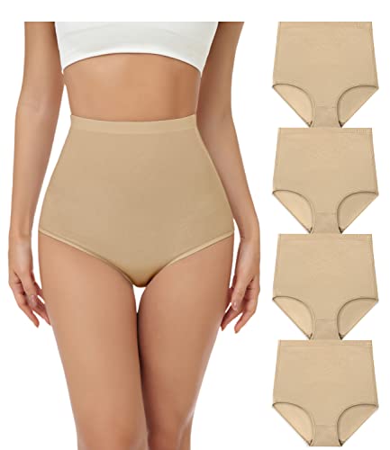 wirarpa Unterhosen Damen Baumwolle Unterwäsche Super Hohe Taille Frauen Slips Hautfarbe 4er Pack Größe 4XL von wirarpa