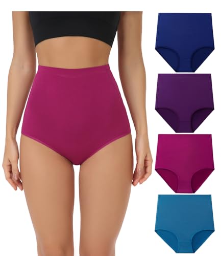 wirarpa Unterhosen Damen Baumwolle Unterwäsche Super Hohe Taille Frauen Slips Mehrpacka5 4er Pack Größe 4XL von wirarpa