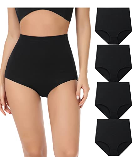 wirarpa Unterhosen Damen Baumwolle Unterwäsche Super Hohe Taille Frauen Slips Schwarz 4er Pack Größe 3XL von wirarpa