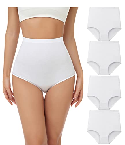 wirarpa Unterhosen Damen Baumwolle Unterwäsche Super Hohe Taille Frauen Slips Weiß 4er Pack Größe 4XL von wirarpa