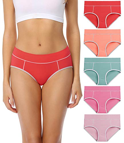 wirarpa Unterhosen Damen Midi Taille Slip Baumwolle Bequeme Unterwäsche Mehrfarbig 5er Pack Größe S von wirarpa