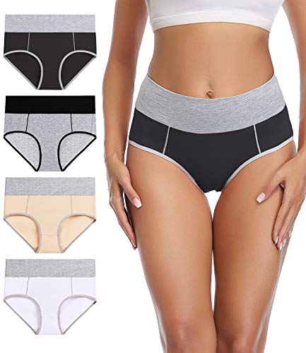 wirarpa Unterhosen Damen Unterwäsche Baumwolle Taillenslip High Rise Slip 4er Pack Größe M von wirarpa