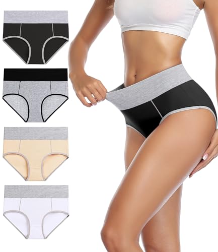wirarpa Unterhosen Damen Unterwäsche Baumwolle Taillenslip High Rise Slip 4er Pack Größe 5XL von wirarpa