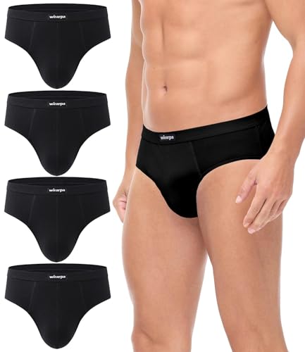 wirarpa Unterhosen Herren Slip Baumwolle Männer Slips Atmungsaktiv Unterwäsche 4er Pack Schwarz Größe M von wirarpa
