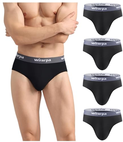 wirarpa Unterhosen Herren Slip Modal Unterwäsche Männer Slips Weich Herrenunterhosen 4er Pack Schwarz Größe XXL von wirarpa