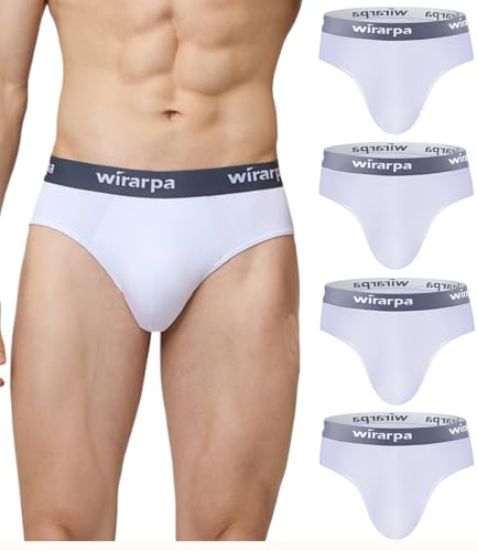 wirarpa Unterhosen Herren Slip Modal Unterwäsche Männer Slips Weich Herrenunterhosen 4er Pack Weiß Größe M von wirarpa