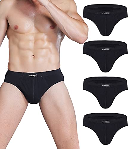 wirarpa Unterhosen Männer Slip 100% Baumwolle 4er Pack Herren Schwarz Unterwäsche S von wirarpa