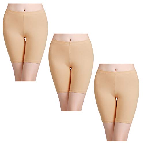 wirarpa Unterhosen Radlerhose Boxershorts Damen Hoher Bund Baumwolle Shorts Panties Lange Unterwäsche 3er Pack Beige Größe S von wirarpa