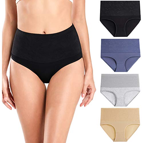 wirarpa Bauchweg Unterwäsche Damen Bauch Weg Unterhosen Baumwolle Slips 4er Pack (Mehrfarbig06-4er Pack, X-Small) von wirarpa