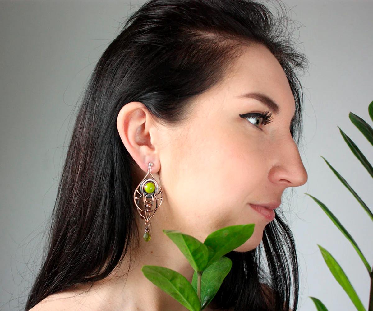 Große Große Kupfer Ohrringe - Draht Gewickelt Boho Schmuck, Handgemachte Teardrop Ohrringe, Elfen Fantasy Einzigartiges Geschenk Für Sie Große Große Kupfer Ohrringe - Draht Gewickelt Boho Schmuck, Handgemachte Teardrop Ohrringe, Elfen Fantasy Einzigartiges Geschenk Für Sie von wirefoxjewellery