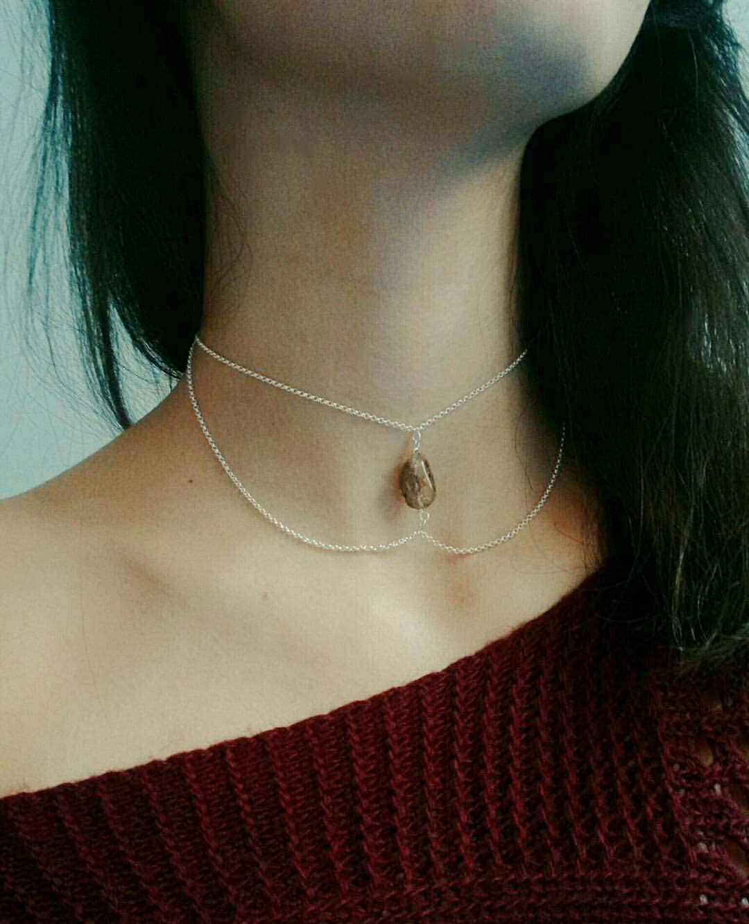 Silber Halsband Mit Geraderten Quarz Silber Halsband Mit Geraderten Quarz von wireswirljewelry