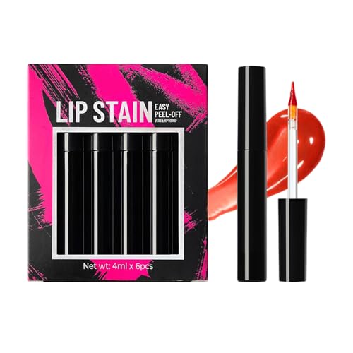 wiroouia Peel Off Lippenstift | Make-up Lippenfarbe Peel-off - 6 Stücke Langzeit Lippenfarbe Übertragungsfest Verwischfest für Frauen Mädchen Freundin Familie von wiroouia