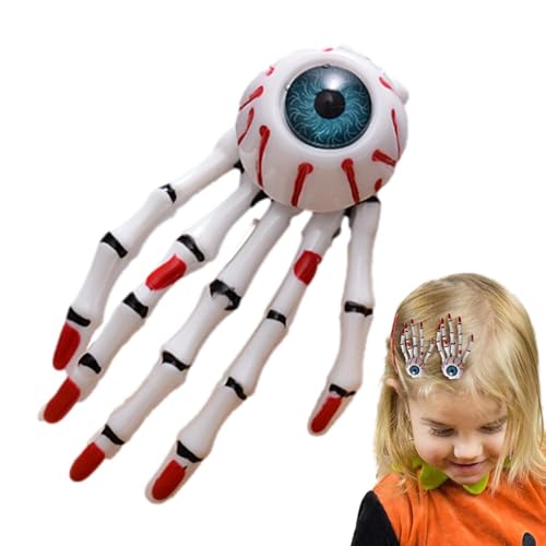 wiroouia Skelett-Hand-Haarspange,Skelett-Hand-Knochen-Haarspange, Goth Haarschmuck, Augapfel-Haarschmuck für Mädchen, Halloween-Haarschmuck, für Cosplay-Kostüme, Kinder und Erwachsene, Frauen, von wiroouia
