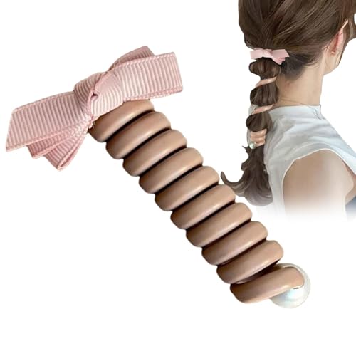 wiroouia Telefonkabel-Haargummis - Keine Verwicklungen Fliege Haarseil Stirnband | Wasserdichte Spulen-Haargummis, Pferdeschwanz-Träger, dehnbar, für dickes und lockiges Haar, Damen und Kinder von wiroouia