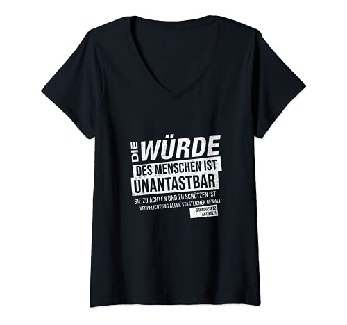 Damen Grundgesetz Artikel 1 Die Würde des Menschen ist unantastbar T-Shirt mit V-Ausschnitt Damen Grundgesetz Artikel 1 Die Würde des Menschen ist unantastbar T-Shirt mit V-Ausschnitt von #wirsindmehr Statement Geschenke