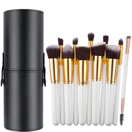 Wishbeauty Make-up-Pinsel-Set mit Halterung, 12-teilig, synthetische Augen-Make-up-Pinsel, Lidschatten, Grundierung, Pinsel-Set mit Etui, Weiß von wish beauty,the royal elegance