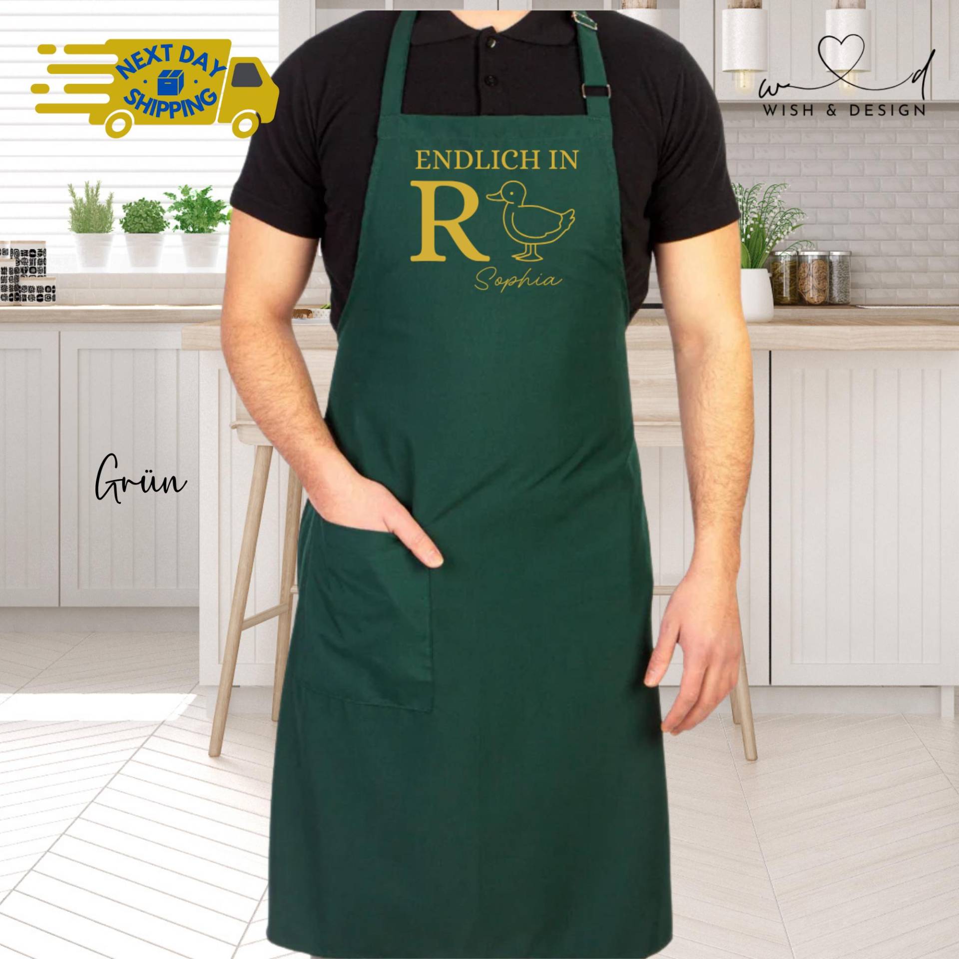 Personalisierte Schürze Dunkelbraun - Endlich in Rente Mit Name Geschenk Ruhestand Kollegin Lehrer Koch Rentner Abschied Geschen von wishanddesignByDilek