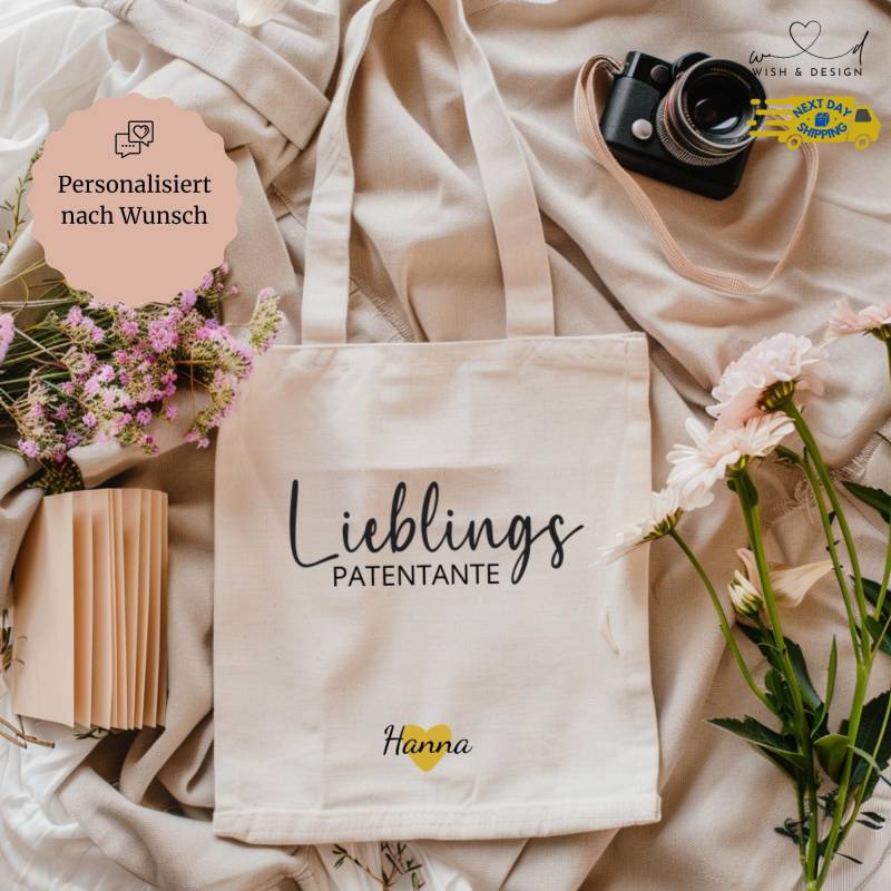 Personalisierte Tasche Patentante Geschenk - Lieblings Beutel Mit Name Für Patentante, Jutebeutel, Turnbeutel von wishanddesignByDilek