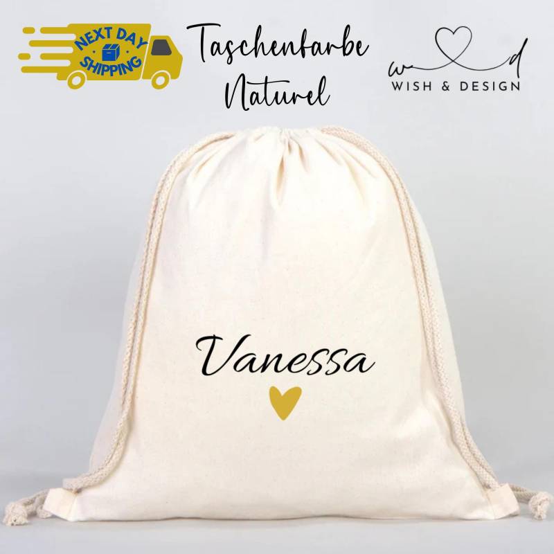 Personalisierter Turnbeutel Mit Name | Baumwolle Sportbeutel Kinder Rucksack Geschenk Mädchen Junge Gym Bag Custom von wishanddesignByDilek