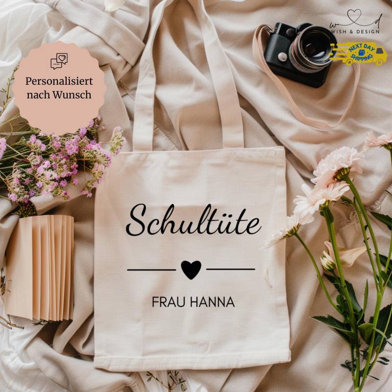 Schultüte Canvas Tasche - Personalisierte Geschenkidee Für Lehrer & Lehrerinnen | Abschied Geschenk Schulanfang Weihnachtsgeschenk von wishanddesignByDilek
